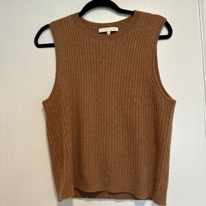 Naked Cashmere Women’s Sz:L Brown 100% Cashmere Ribbed V Neck Sweater Vest